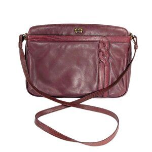 Etienne Aigner Vintage Oxblood Leather Slim File Zip Shoulder Bag 80s 90s Retro